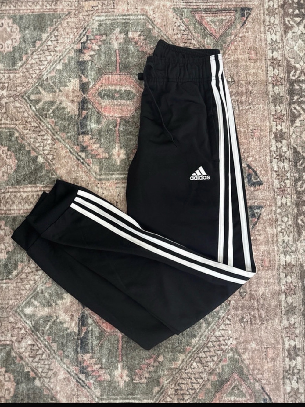 adidas Black Joggers with White Three-Stripe Detail